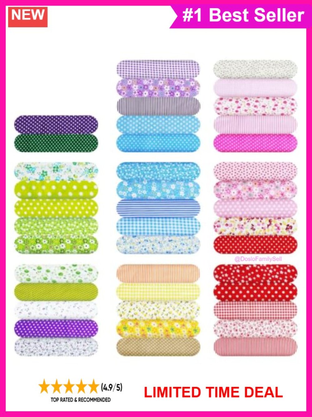 42 Pcs Cotton Fabric Bundles Precut Squares Quilting DIY Crafts 20x20 In